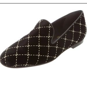 Chanel Velvet CC loafers.